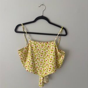 Altar'd State Yellow Cream Tie Front Crop Camisole